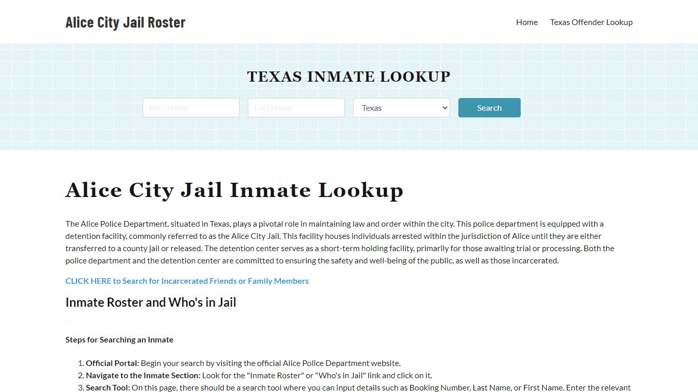 Alice Police Department & City Jail, TX Inmate Roster, Arrests, Mugshots